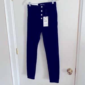 Zara black button front high waist jeans
